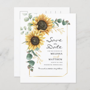 Budget Floral Sunflower Eukalyptus Save the Date