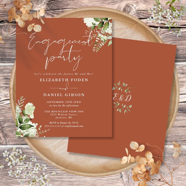 Budget Floral Terracotta Engagement Party Einladun (Budget Floral Terracotta Engagement Party Invite)