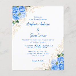 Budget Floral Watercolor Blue Wedding Einladung