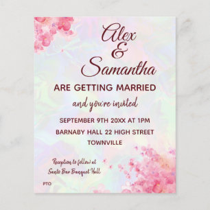 Budget Floral Watercolor Wedding RSVP & Einladung Flyer