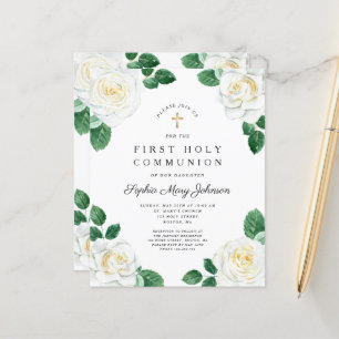 Budget Floral White Roses Girl First Communation