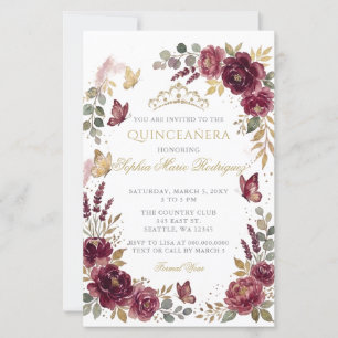 Budget Florale Butterfly Burgunder Gold Quinceañer