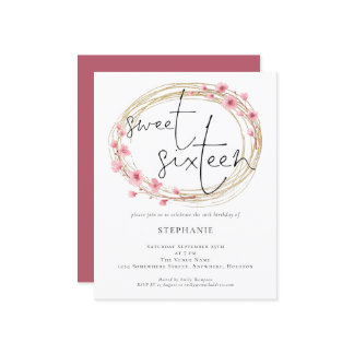 Budget Florals 16 . Geburtstag Einladung zum Gebur