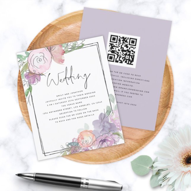 BUDGET Florals bubbly Frame QR Wedite Einladung (Von Creator hochgeladen)