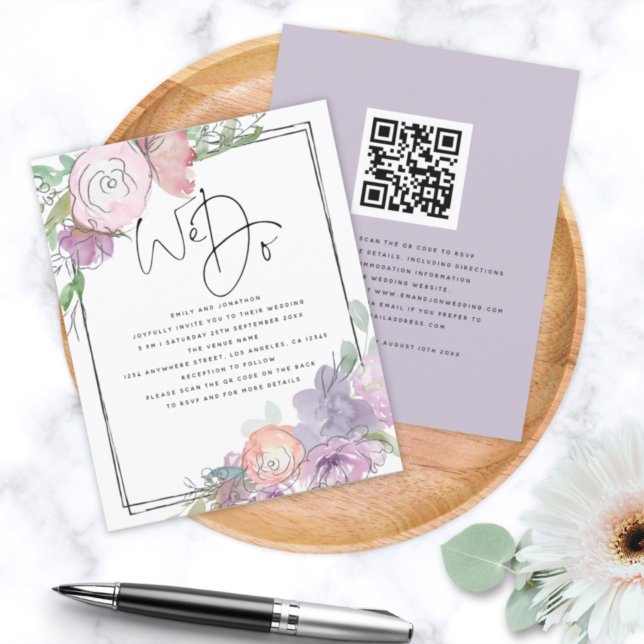 BUDGET Florals bubbly We Do QR Wedite Einladung (Von Creator hochgeladen)