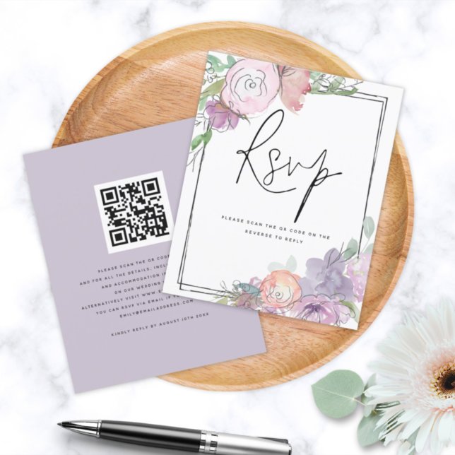 BUDGET Florals Scribbly QR Code Wedding RSVP (Von Creator hochgeladen)