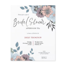 Budget Florals Script Brautparty Tea Einladung