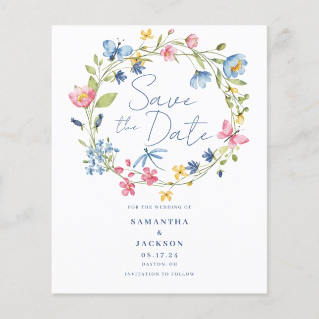 Budget Florfarbenwasser Hochzeit speichern Datum Flyer (Vorne)