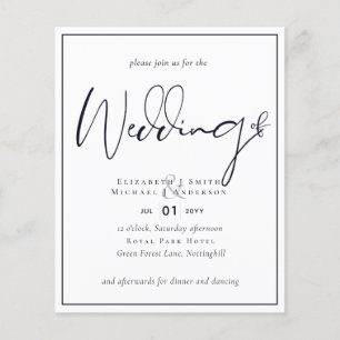 BUDGET Flyer Papier Mitternachtsblaue Hochzeitsein