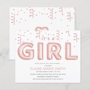 Budget Foil Balloons Girl Baby Shower Einladung