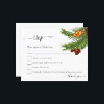 Budget Foliage Cones Orange Christmas RSVP<br><div class="desc">Ein Budget-Preis kleiner 4, 5" x 5, 6" Papier Alternative. Umschläge sind optional. Im Hinblick auf die Weihnachtszeit kommt ein eleganter Zweig der Winterlandschaft von der rechten oberen Seite,  die mit festlichen Kieferntönen und einem orangefarbenen Schnitt dekoriert ist. Personalisieren Sie den Text einfach.</div>