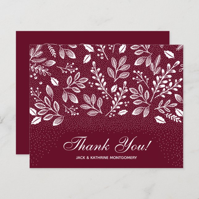 Budget Foliage White Script Burgundy Vielen Dank (Vorne/Hinten)