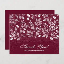 Budget Foliage White Script Burgundy Vielen Dank