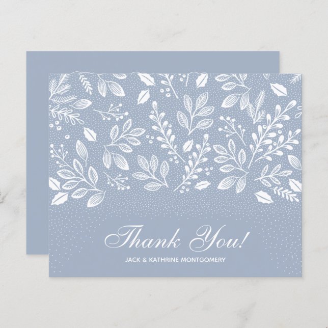 Budget Foliage White Script Dusty Blue Vielen Dank (Vorne/Hinten)