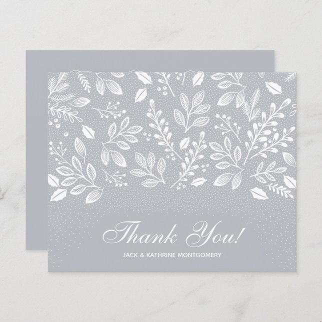 Budget Foliage White Script Gray Vielen Dank (Vorne/Hinten)