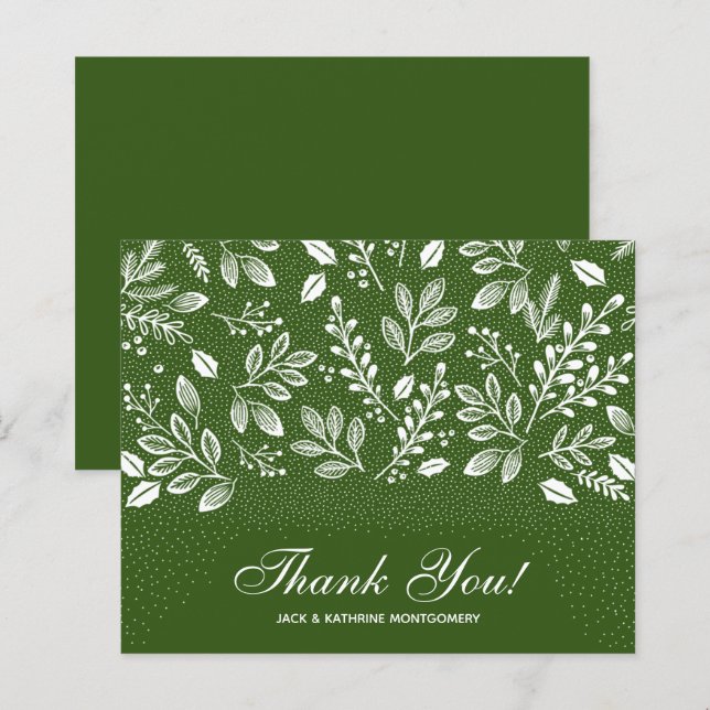 Budget Foliage White Script Green Vielen Dank (Vorne/Hinten)