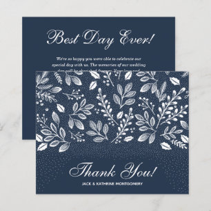 Budget Foliage White Script Navy Blue Vielen Dank