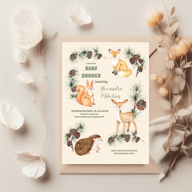 Budget Forest Friends & Woodland Baby Dusche Flyer (Von Creator hochgeladen)