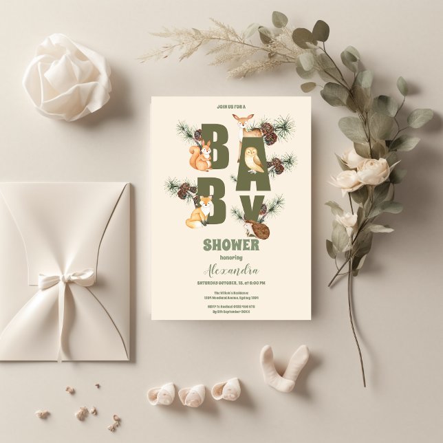 Budget Forest Friends & Woodland Baby Dusche Flyer (Von Creator hochgeladen)