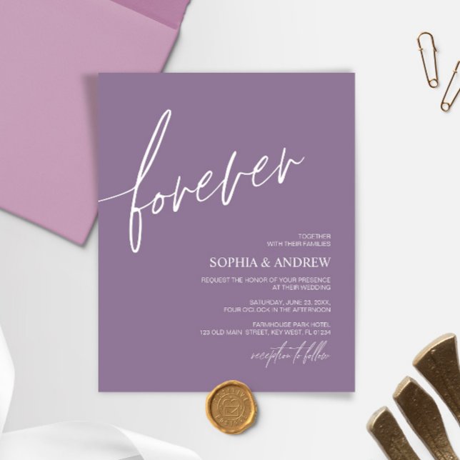 Budget Forever Dusty Lila Hochzeitseinladung (Von Creator hochgeladen)