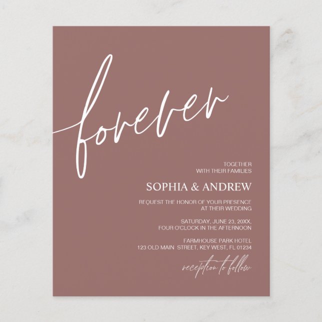 Budget Forever Love Terracotta Hochzeit Einladung (Vorderseite)