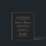 Budget Formal Black Elegant Hochzeitseinladung<br><div class="desc">Formal klassisches klassisches Skript Elegante Hochzeitseinladung mit weißem Text auf schwarzem Hintergrund</div>