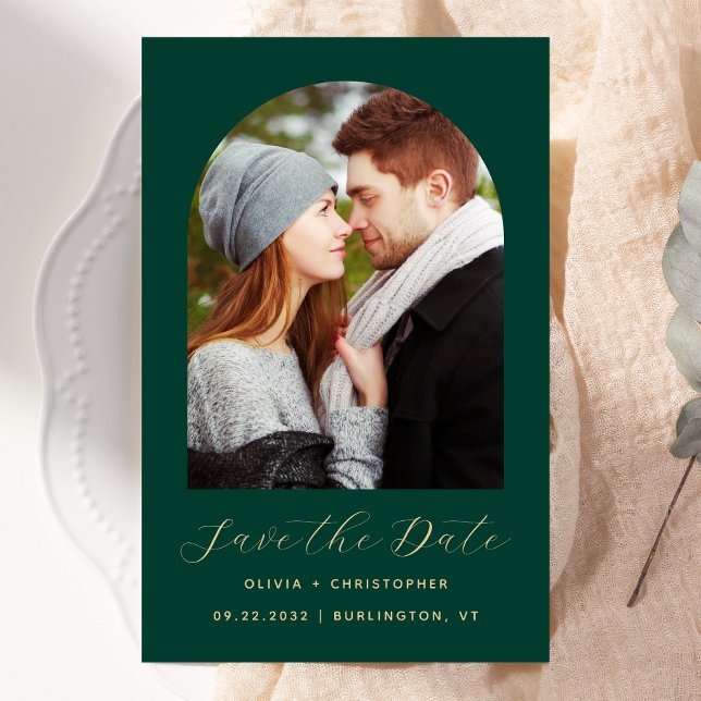 Budget Foto Arch Emerald Green Gold Save the Date (Von Creator hochgeladen)