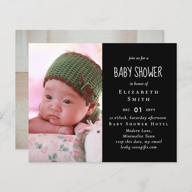 BUDGET Foto Baby Shower Ankündigung Vielen Dank (Vorne/Hinten)