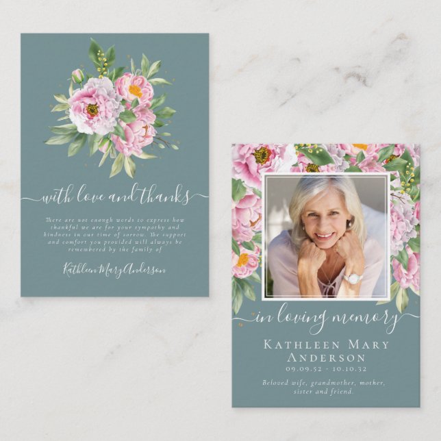 Budget Foto Beileid Blumenbeerdigung Danke nicht Mitteilungskarte (Vorne/Hinten)