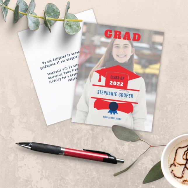 Budget Foto Cap Red Blue 2022 Grad Ankündigung (Von Creator hochgeladen)