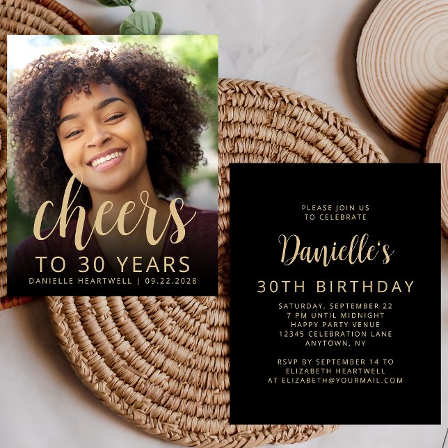 Budget Foto Cheers 30. Geburtstag Party Einladung (Von Creator hochgeladen)
