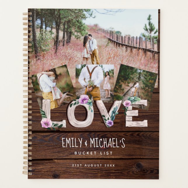 BUDGET Foto Collage Bucket List Paare behalten Planer (Vorderseite)