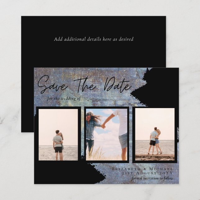 BUDGET Foto Collage Rett Datum Hochzeit Moderne (Vorne/Hinten)