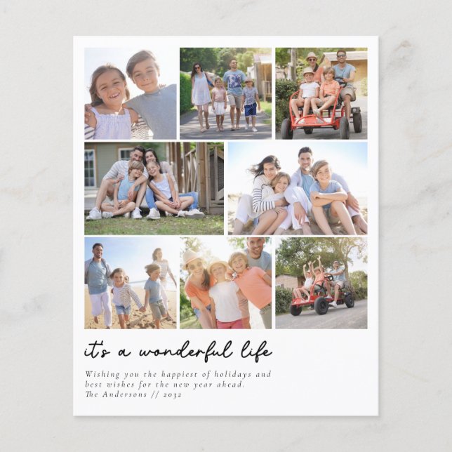 Budget Foto Collage Typografy Holiday Card (Vorderseite)