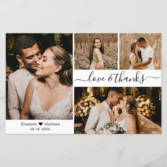 Budget Foto Collage Wedding Danke Karte (Vorderseite)