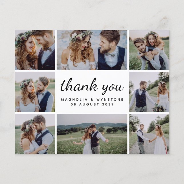Budget Foto Collage Wedding Danke Karte (Vorderseite)