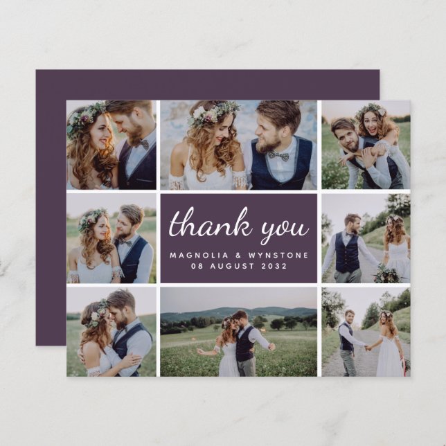 Budget Foto Collage Wedding Danke Karte (Vorne/Hinten)