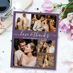 Budget Foto Collage Wedding Danke Mauve Flyer<br><div class="desc">Budget Elegant Dusty Mauve Lila Wedding 5 Foto Collage Danke personalisiert günstige günstige Flyer. Moderne Hochzeit danke Ihnen Vorlage mit fünf (5) Foto auf der Vorderseite und ein (1) Foto auf der Rückseite. Auf der Vorderseite des Papiers "Liebe und Dank" Typografie-Skript in einem Wirblen handgeschriebenen Schriftart in Weiß auf staubigen...</div>