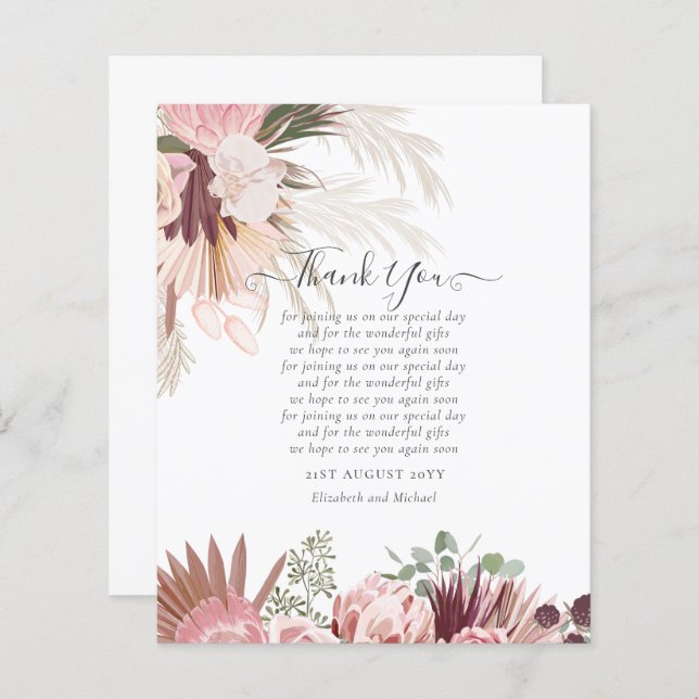 BUDGET-Foto Danke, dass Sie Karte Pampas Grass Hoc (Vorne/Hinten)