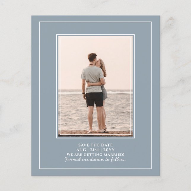 Budget Foto Dusty Blue Wedding rettet Termine Flyer (Vorne)