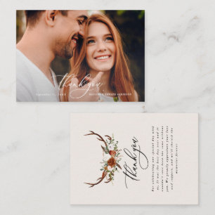 Budget Foto elegante Hochzeit danke Ihnen Schwarz- Begleitkarte