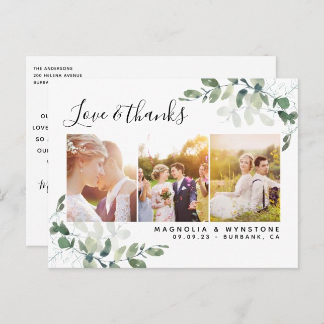 Budget Foto Eucalyptus Wedding Vielen Dank Postkarte (Vorne/Hinten)