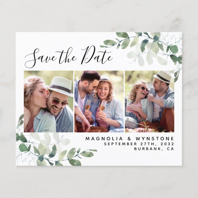 Budget Foto Eukalyptus Wedding Save the Date (Vorderseite)