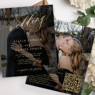 Budget-Foto-Gold-QR-Code-RSVP-Hochzeitseinladung