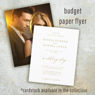 Budget-Foto-Gold-Schrift Hochzeitseinladung Flyer