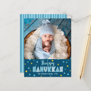 Budget Foto Happy Hanukkah Blue Gold Stars Card
