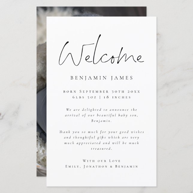 Budget Foto Herzlich willkommen bei der Geburtstag (Vorne/Hinten)