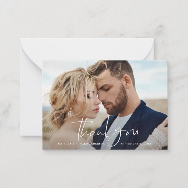 Budget Foto Hochzeit danke Zitrusfrüchte botanisch Mitteilungskarte (Vorderseite)