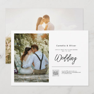 Budget Foto Hochzeit Einladung Classic White