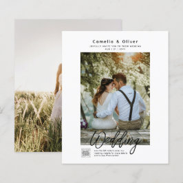 Budget Foto Hochzeit Einladung Classic White